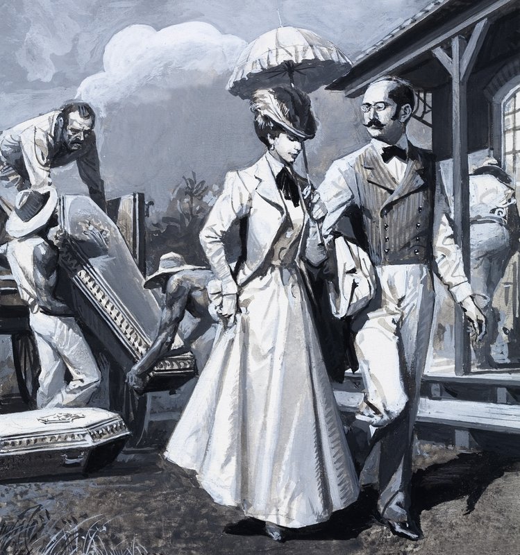 Panamakanalen (gouache på papir) av Severino Baraldi