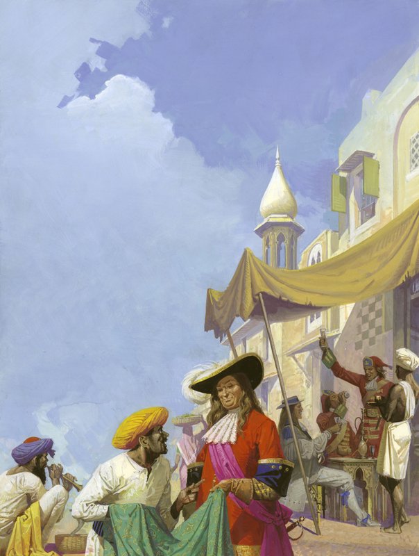 Det engelske østindiske kompani (gouache på papir) av Severino Baraldi