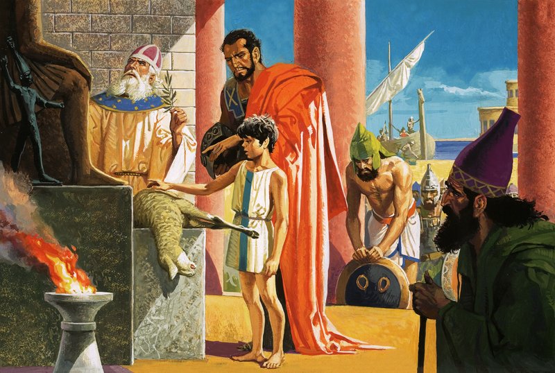 Uidentifisert bibelsk scene der lam ofres av Severino Baraldi