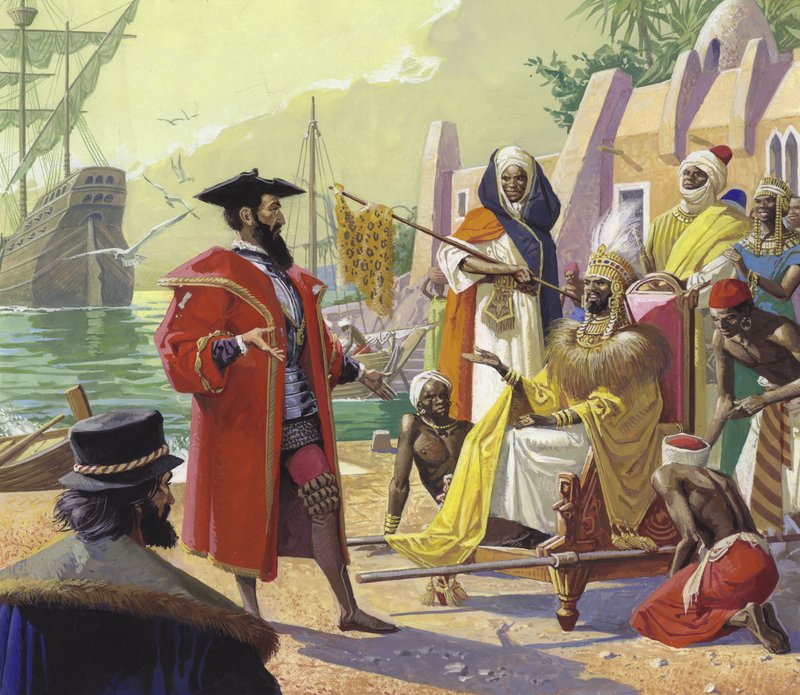 Vasco da Gama (1469-1524) (gouache på papir) av Severino Baraldi