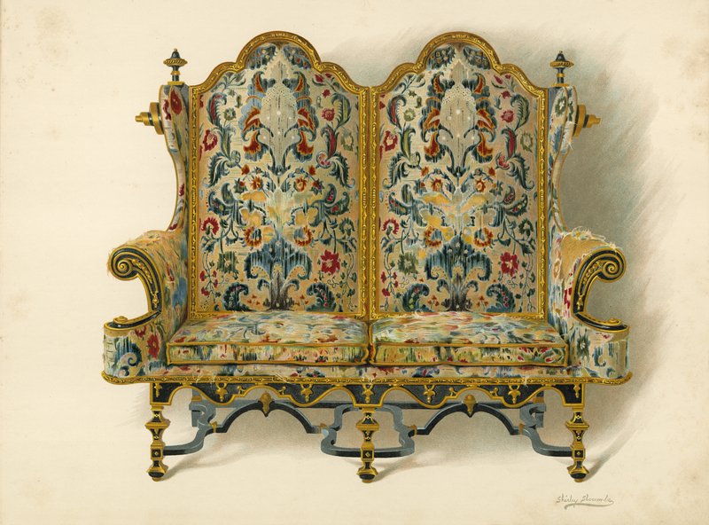 Sofa, eiendommen til hertugen av Leeds (chromolitho) av Shirley Charles Llewellyn Slocombe