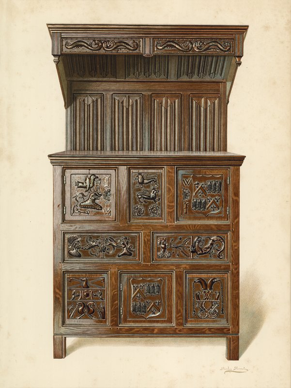 Sir John Wynne's Buffet, i besittelse av jarlen av Carrington (chromolitho) av Shirley Charles Llewellyn Slocombe