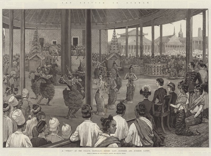 Britene i Burma, en fattig på palasset, Mandalay, før Lady Dufferin og burmesiske damer av Sidney Paget