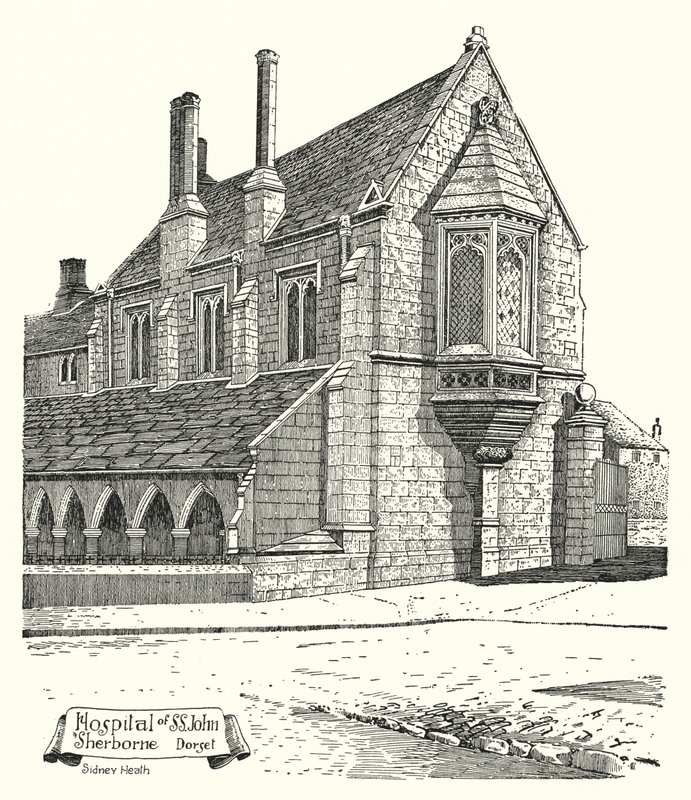 Hospital of St John, Sherborne, Dorset (gravering) av Sidney Heath