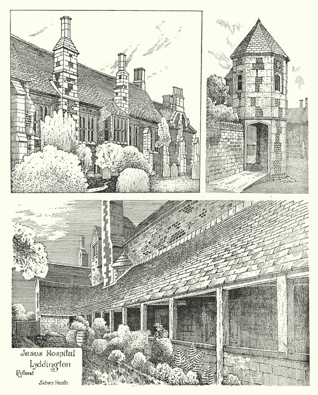 Jesus Hospital, Lyddington, Rutland (gravering) av Sidney Heath