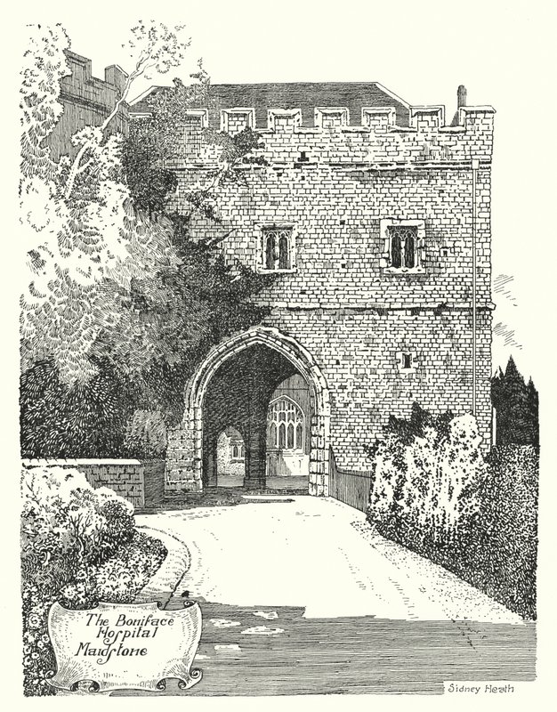 Boniface Hospital, Maidstone (gravering) av Sidney Heath