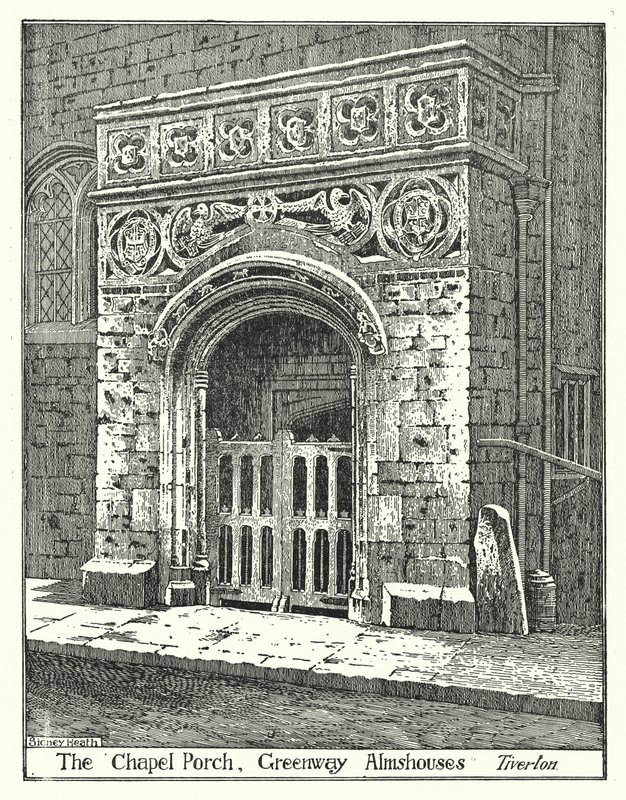 The Chapel Porch, Greenway Almshouses, Tiverton (gravering) av Sidney Heath