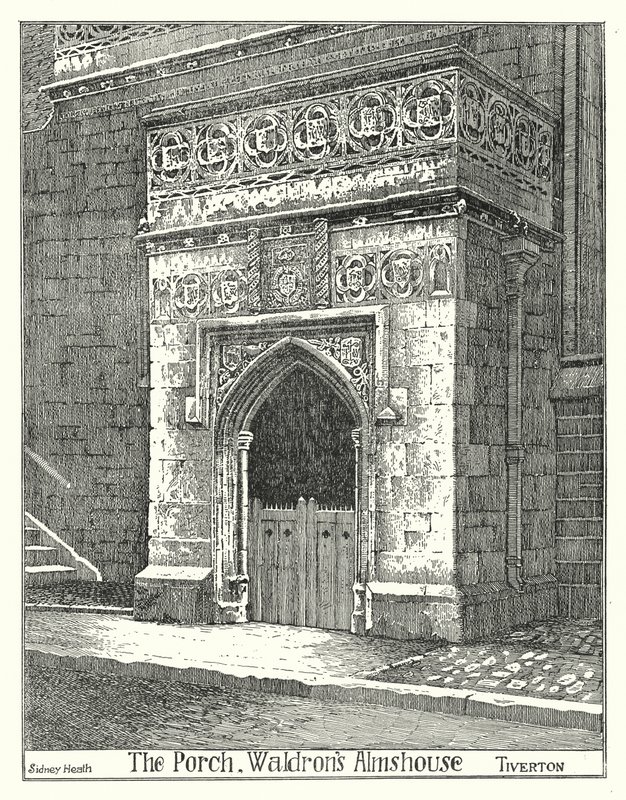 The Porch, Waldron's Almshouse, Tiverton (gravering) av Sidney Heath