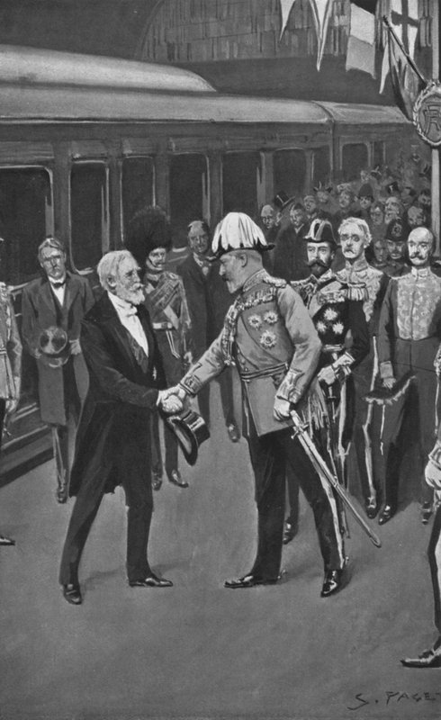 Kong Edward ønsker president Loubet velkommen, 6. juli 1903 av Sidney Paget