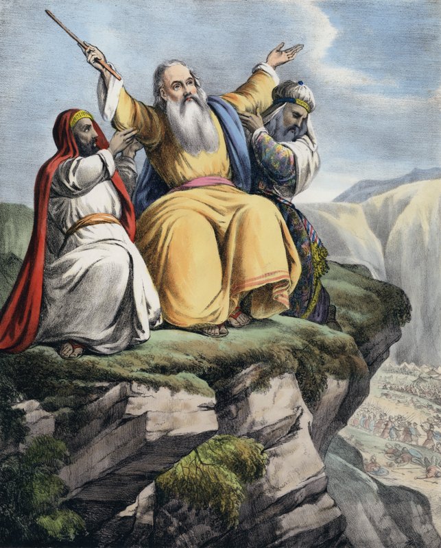 Moses ber om at Israel skal lykkes mot amalekittene av Siegfried Detler Bendixen