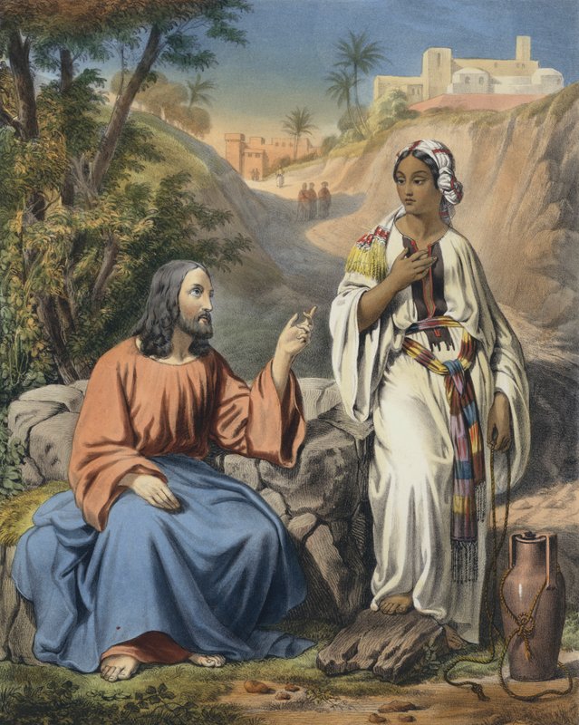 Kristus og kvinnen i Samaria ved Jacobs Well av Siegfried Detler Bendixen