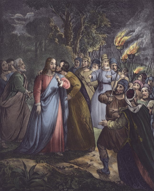 Judas forråder sin herre (farge litho) av Siegfried Detler Bendixen