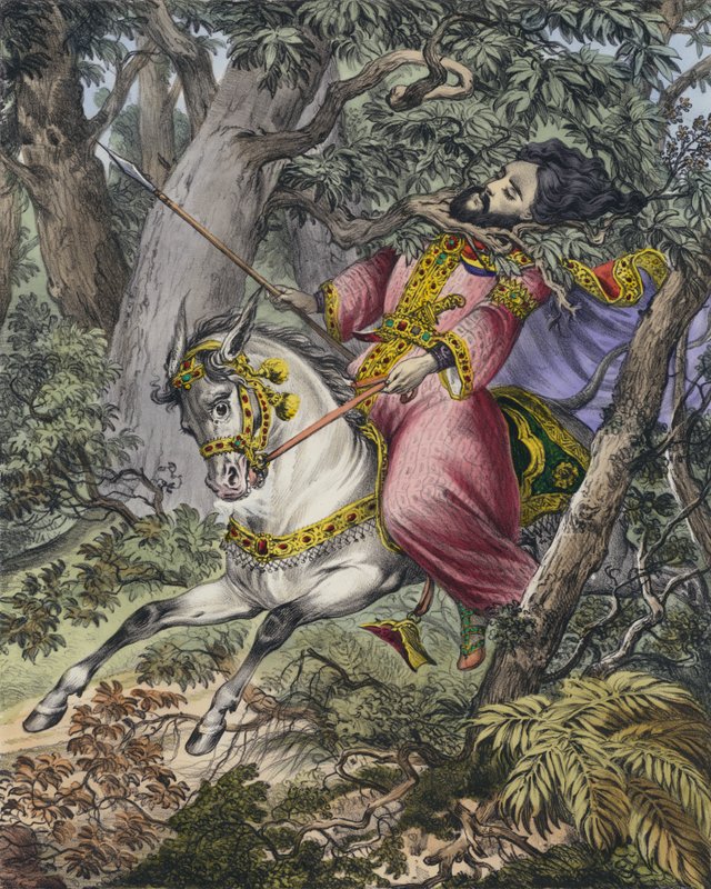 Absoloms død (farget gravering) av Siegfried Detler Bendixen