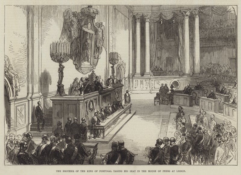 Broren til kongen av Portugal tar plass i House of Peers i Lisboa av Sir John Charles Robinson