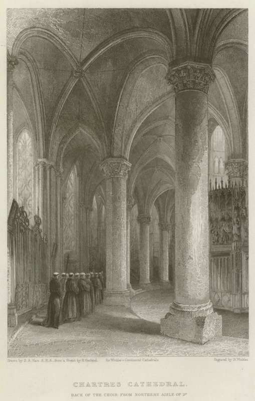 Chartres Cathedral, baksiden av koret fra Northern Aisle of Do av Solomon Alexander Hart
