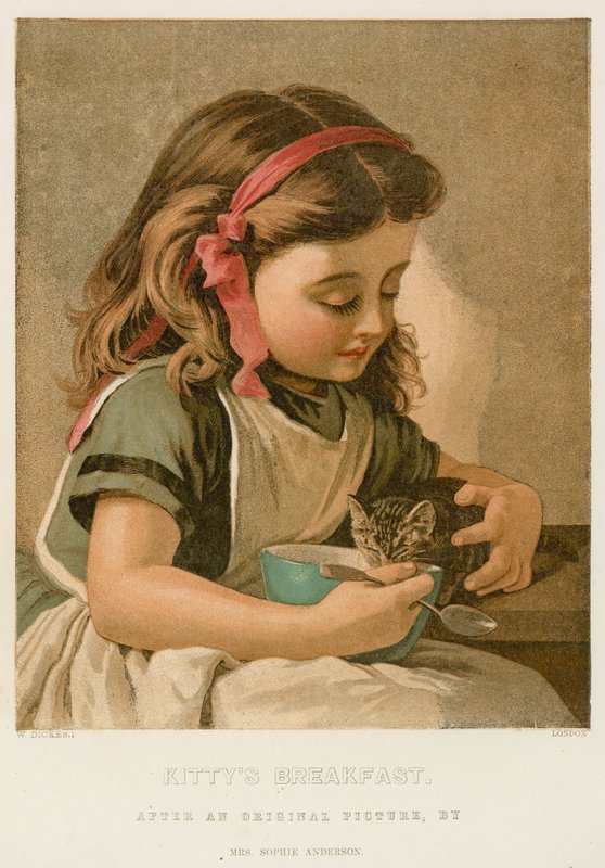 Kittys frokost av Sophie Gengembre Anderson