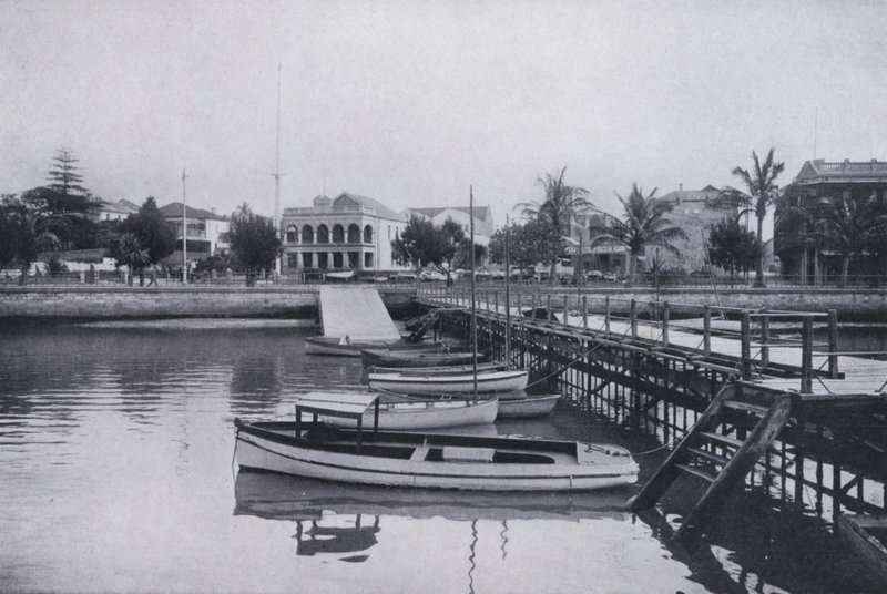 Esplanade, fra Yatch Club Jetty, Durban (s/hvitt bilde) av South African Photographer