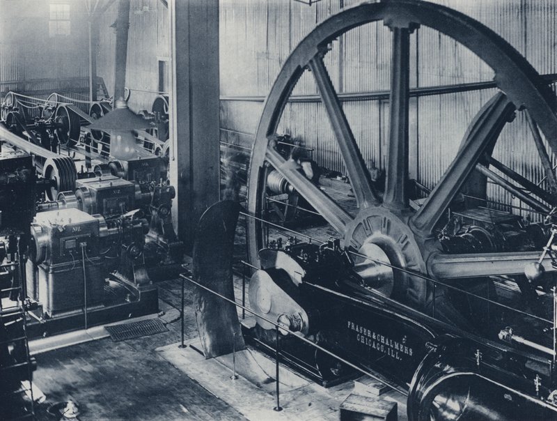 Interiør, motor- og dynamorom, Crown Reef Gold Mining Company (s/hvitt-bilde) av South African Photographer