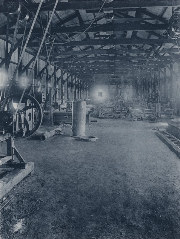 Interiør, montørbutikker, Geldenhuis Deep Level Gold Mining Company (s/hvitt-bilde) av South African Photographer