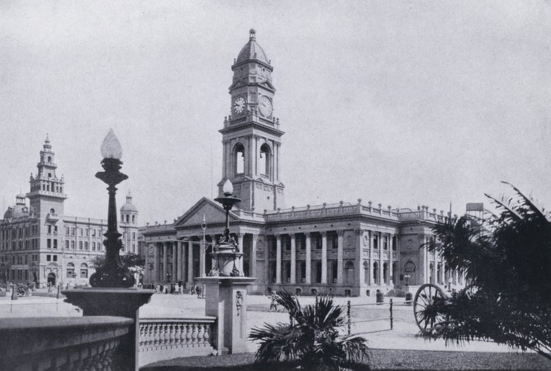 Postkontor og Natal Bank, Durban (s/hvitt-bilde) av South African Photographer
