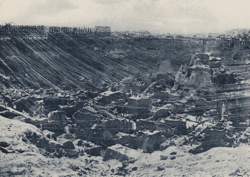 Scener i gamle dager, Kimberley-gruven i 1874 (s/hvitt-bilde) av South African Photographer