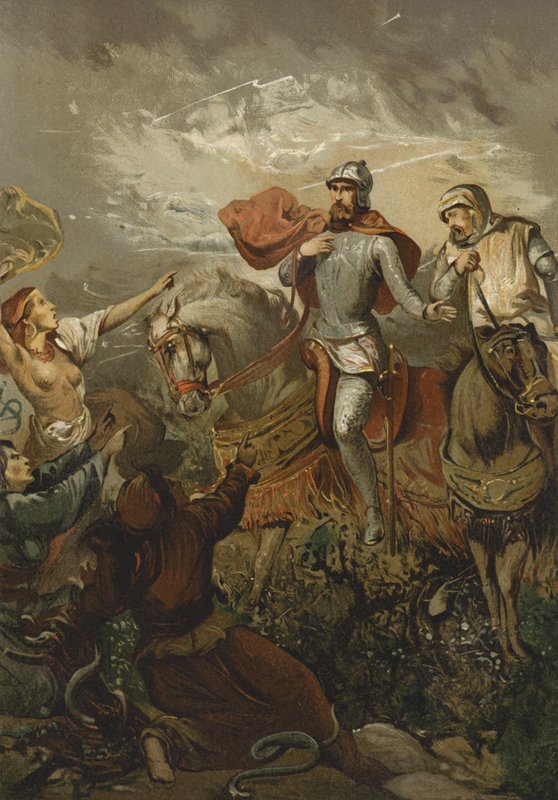 Macbeth stoppet av heksene av Spanish School