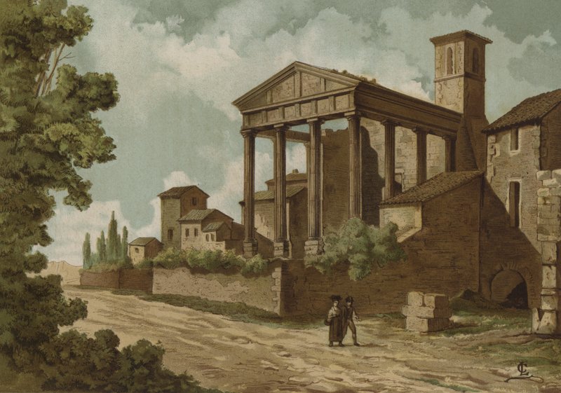 Det romerske Hercules-tempelet i Cori, Italia av Spanish School