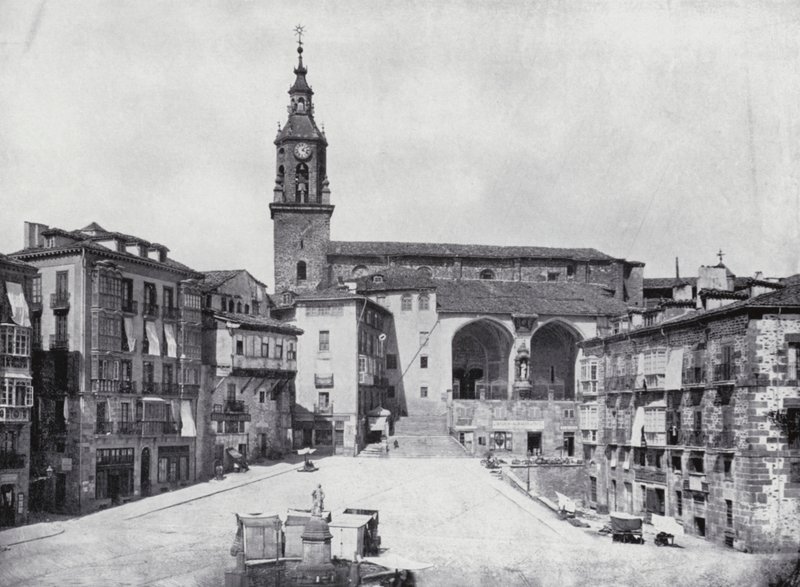 Plaza De La Constitucion, Vitoria (s/hvitt-bilde) av Spanish Photographer