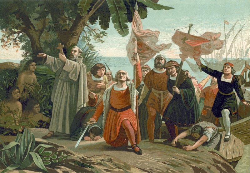 Ankomst av Columbus til Amerika, 1492 av Spanish School