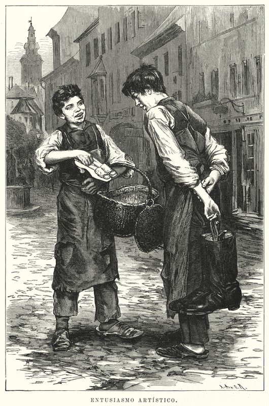 Kunstnerisk entusiasme (litho) av Spanish School