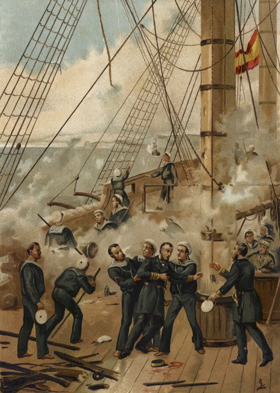 Slaget ved Callao, Peru, 1866 av Spanish School