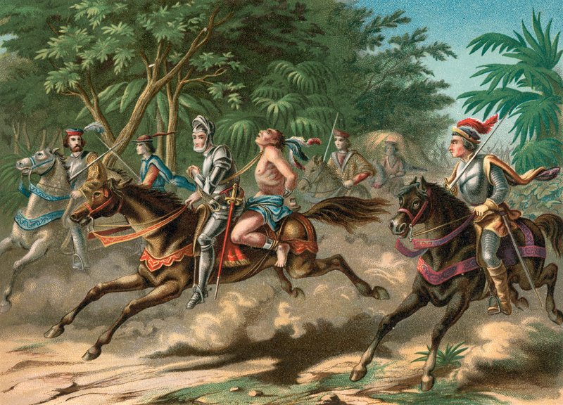 Fangst av sjefen Caonabo på Hispaniola av Spanish School