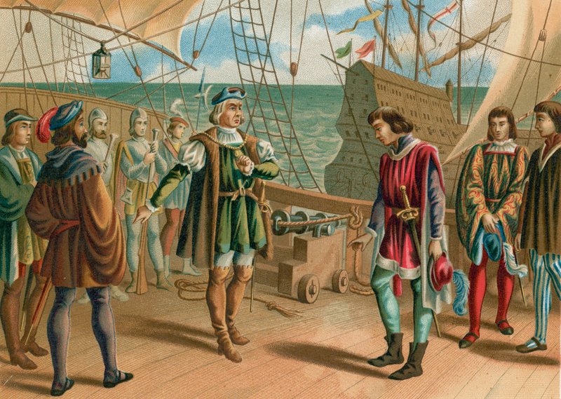 Columbus ignorerer ordrene fra den portugisiske admiralen av Spanish School