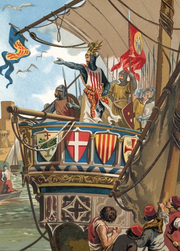 Avreise til Jaime I fra Aragon for å erobre Mallorca av Spanish School