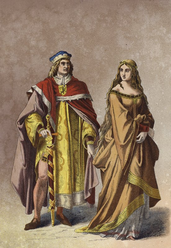 Europeisk adelig dame og gentleman, 1300-tallet av Spanish School
