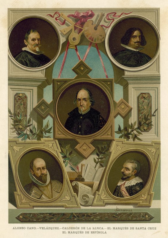 Berømte spanske historiske skikkelser fra det 17. århundre av Spanish School