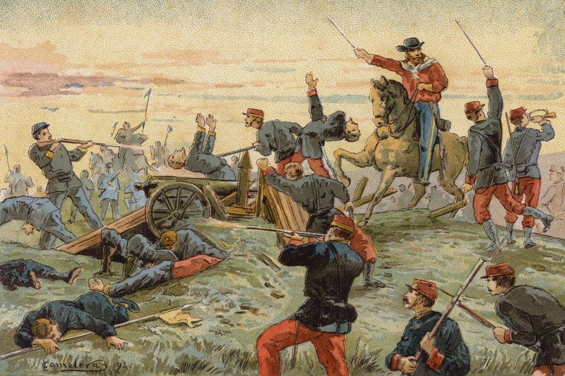Giuseppe Garibaldi i slaget ved San Antonio del Santo, Uruguays borgerkrig, 1846 av Spanish School