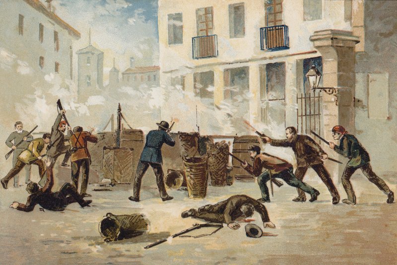 Medlemmer av National Militia i Valencia nektet å avvæpne, Spania, 1873 av Spanish School