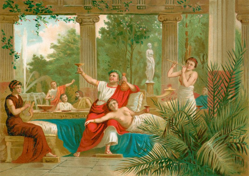 Nero i en Bachanal-scene av Spanish School