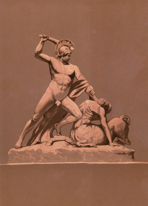 Theseus dreper minotauren av Spanish School