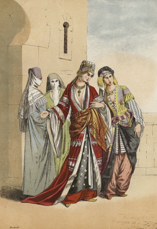 Tyrkisk sultana og prinsesse med slavene deres, middelalder av Spanish School
