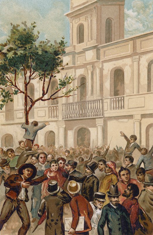 Opprør mot president Juarez Celman fra Argentina, Buenos Aires, 1890 av Spanish School