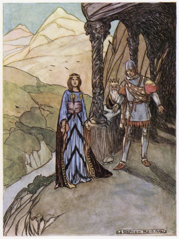 Illustrasjon for Siegfried the Dragon-Slayer (farge litho) av Stephen Reid