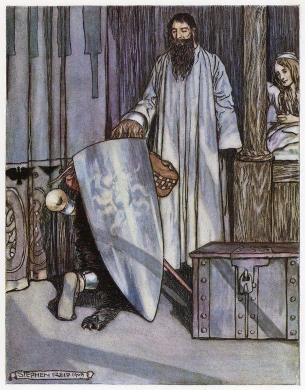 Illustrasjon for Siegfried the Dragon-Slayer (farge litho) av Stephen Reid