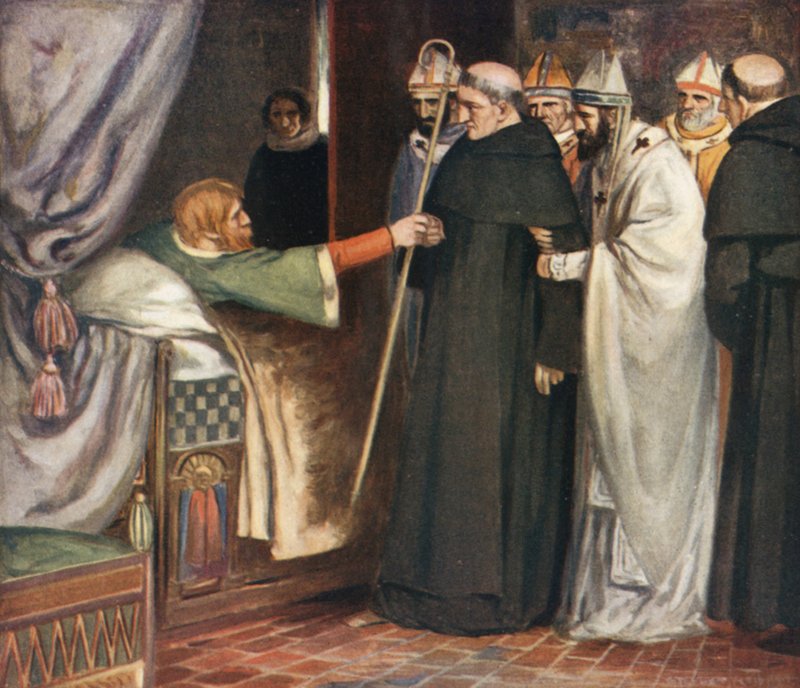 Den hellige Anselm som nekter erkebiskopsrådet (farge litho) av Stephen Reid