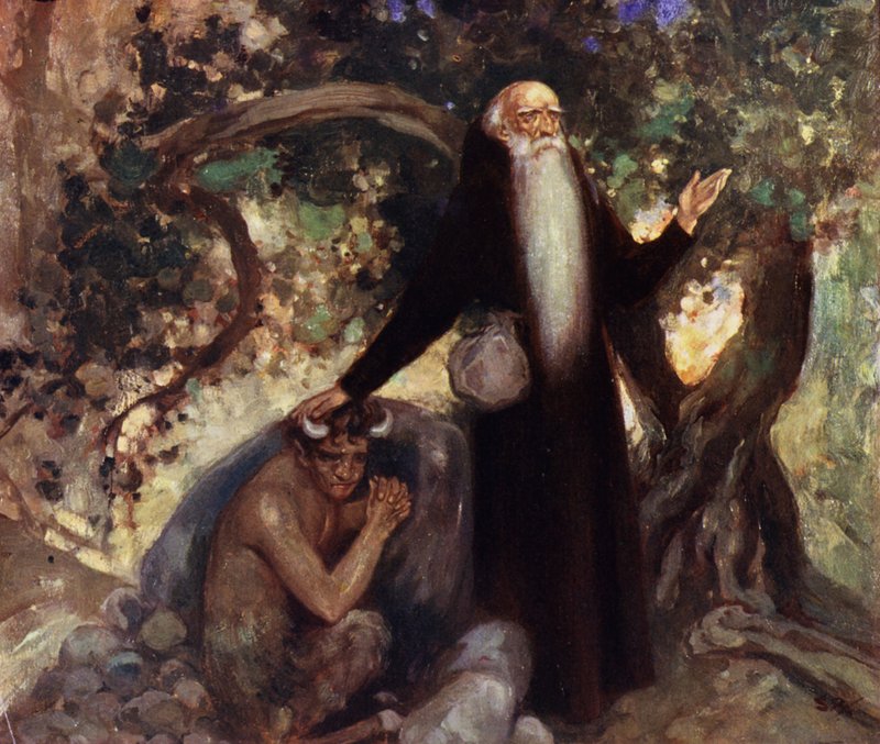 Saint Anthony and the Satyr (farge litho) av Stephen Reid