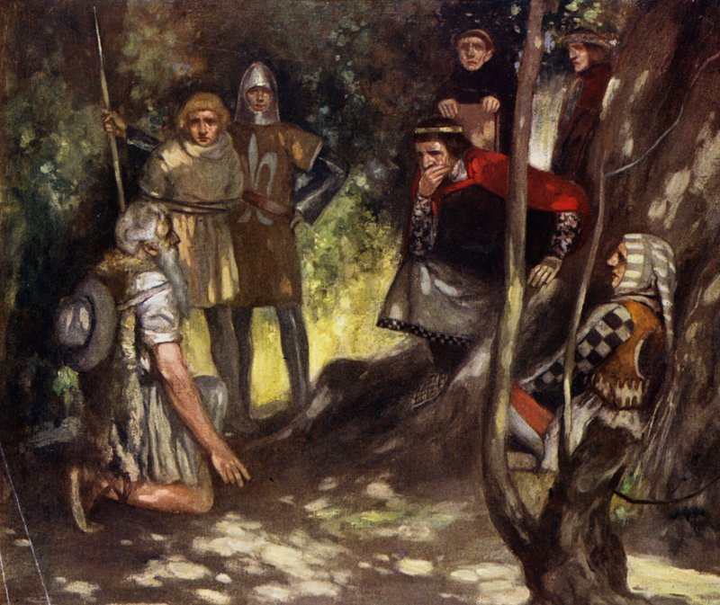 Saint Louis av Frankrike i Vincennes-skogen (farge litho) av Stephen Reid