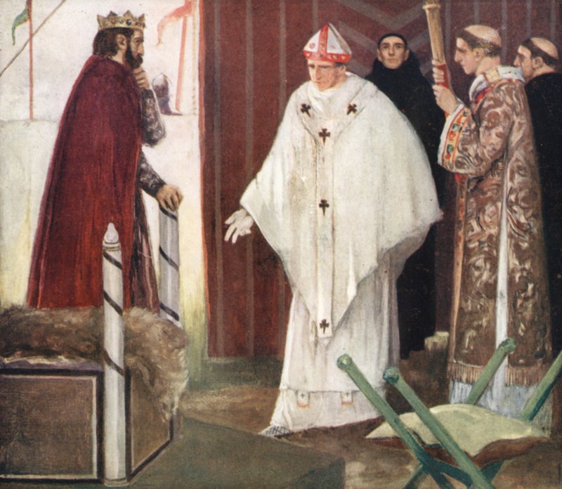 Stephen Langtons intervju med King John (farge litho) av Stephen Reid