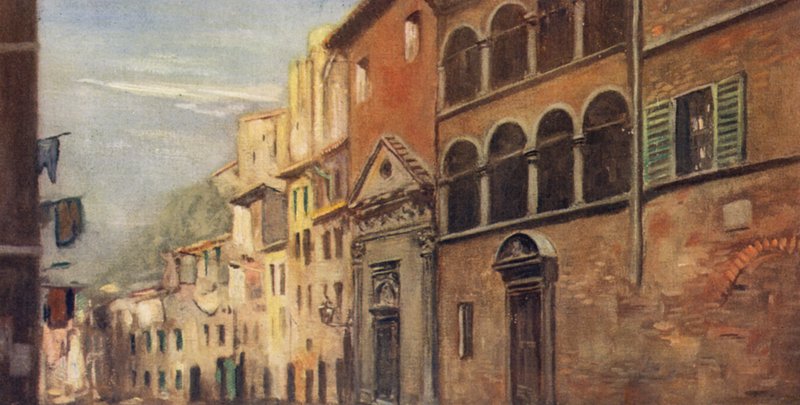 The House of Saint Catherine, Siena (farge litho) av Stephen Reid