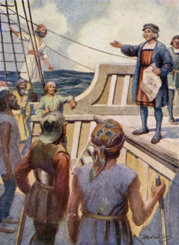 Columbus henvender seg til mytteristene av Stewart Orr